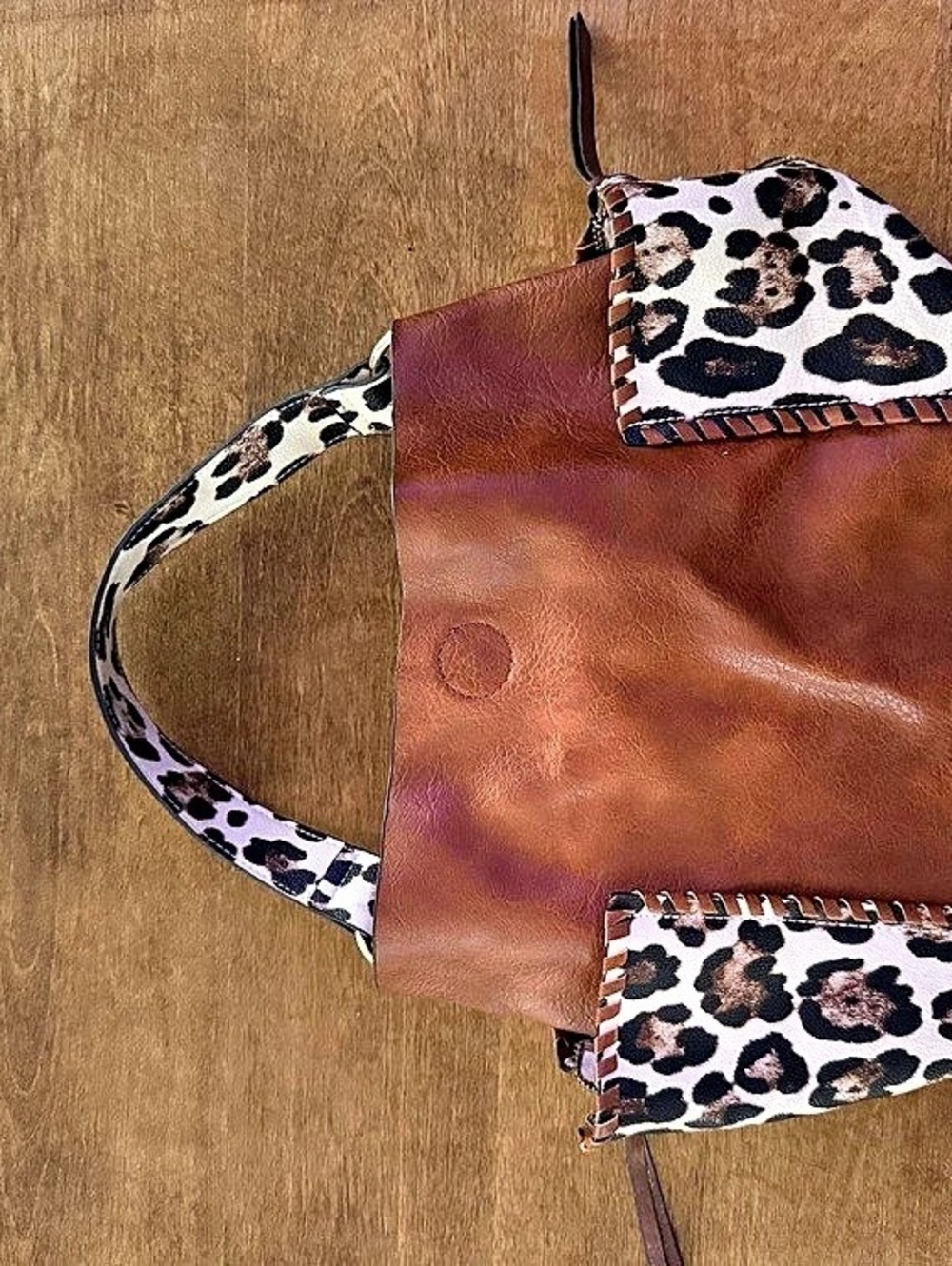 Brown & Purple Leopard Print Tote